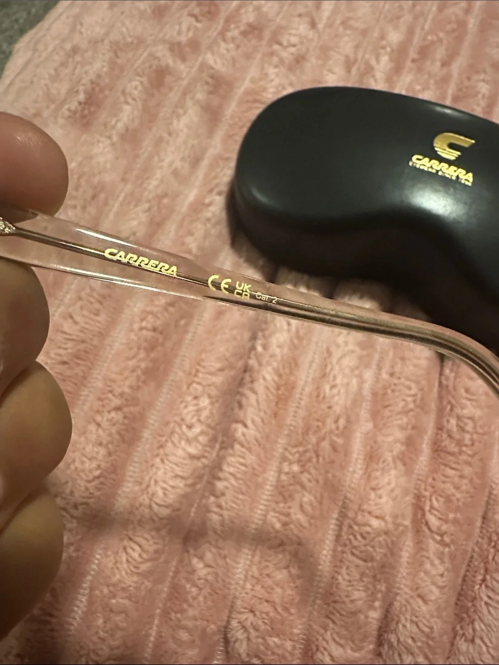 Carrera Black Sunglasses Case with Gold Emblem
